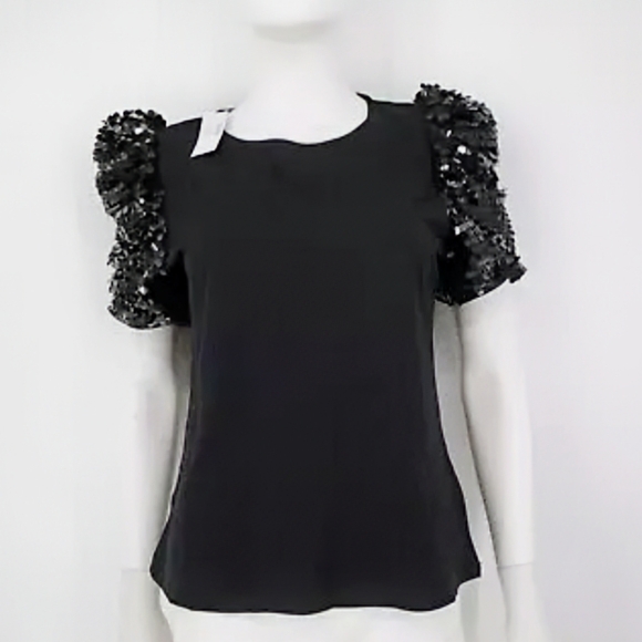 Maurices, NWOT, Plus Size, Edgely, Sequin, Puff Sleeve, Black Blouse, Size 2X - Picture 2 of 9